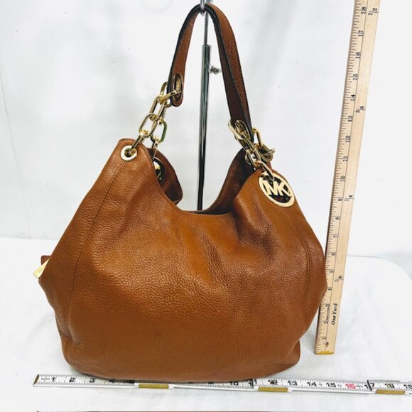 Michael Kors Brown Leather Hobo with Colorful Scarf - Picture 5 of 14